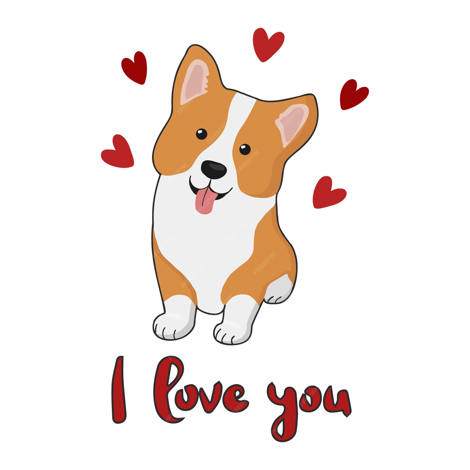 Premium Vector | Ute dog breed corgi the inscription i love you excellent design for valentines day card Premium Vector | Ute dog breed corgi the inscription i love you excellent design for valentines day card