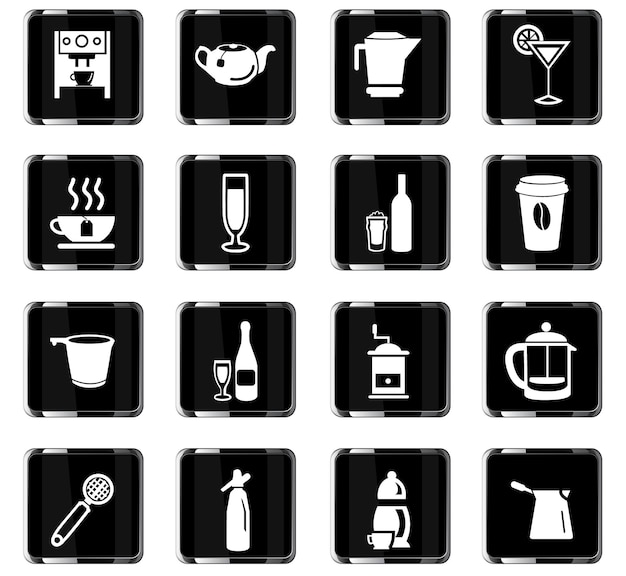 Utensils for beverages vector icons for user interface design