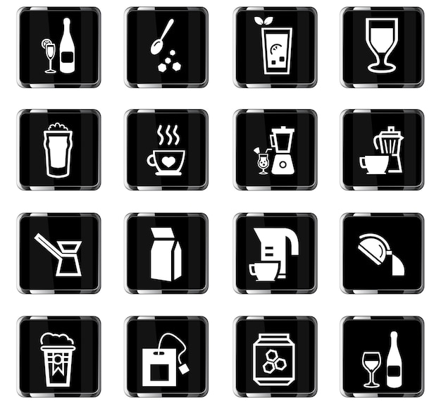 Utensils for beverages vector icons for user interface design