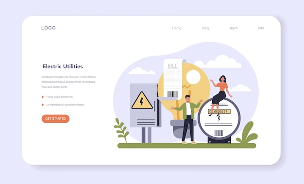 Utilities sector of the economy web banner or landing page household energy