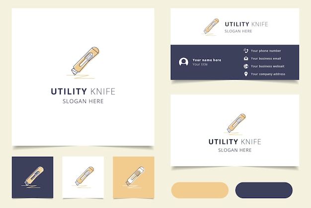 Utility knife logo design with editable slogan branding book