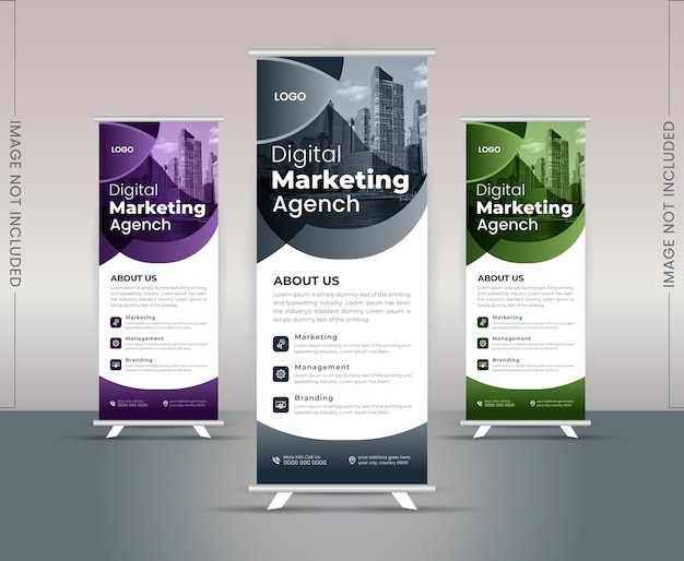 Utilize our eyecatching rollup banner design to elevate your brand