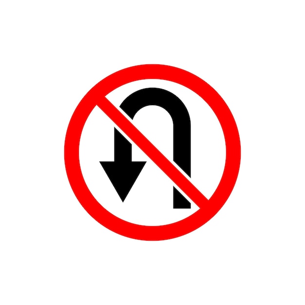 Vector uturn no entry road sign