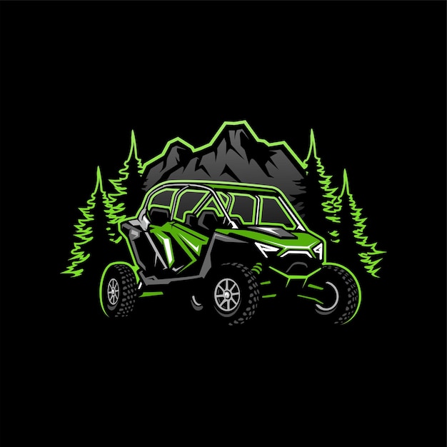 Vector utv buggy vehicle illustration logo vector in black background