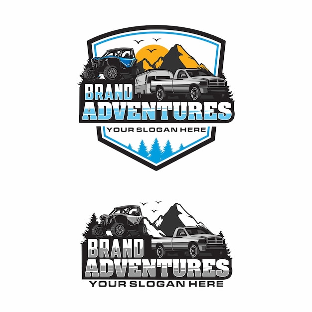 Vector utv and pickup truck adventure logo