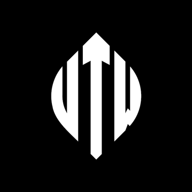 円と円の形をした UTW 円文字のロゴデザイン UTW エリプス文字のタイポグラフィックスタイル 3つのイニシャルが円のロゴを形成する UTW サークルエンブレム アブストラクト モノグラム 文字マーク ベクトル