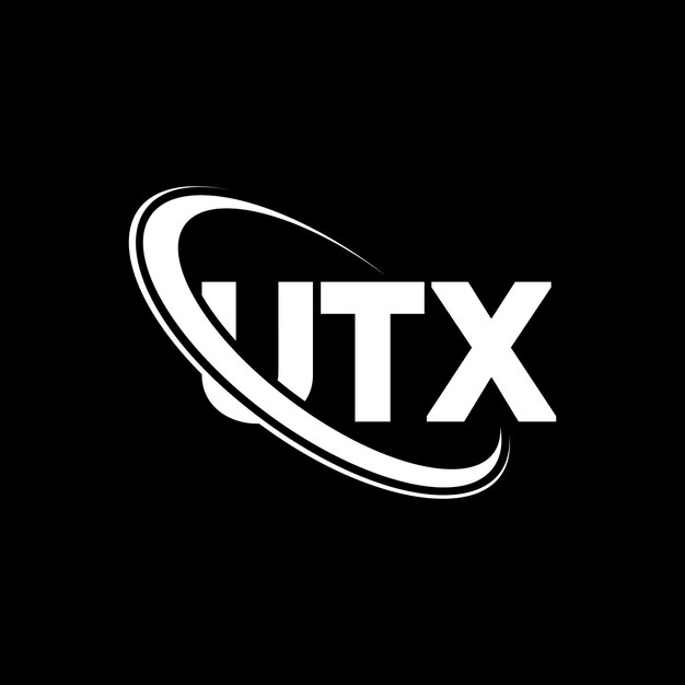 ベクトル utxのロゴ: utxの文字 utxのイニシアル utxロゴは円と大文字のモノグラムでリンクされています utxはテクノロジービジネスと不動産ブランドのタイポグラフィです