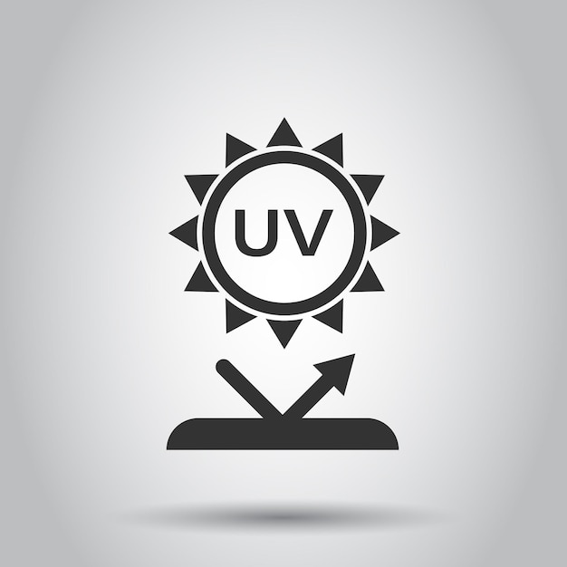 Vector uv radiation icon in flat style ultraviolet vector illustration on white isolated background solar protection business concept