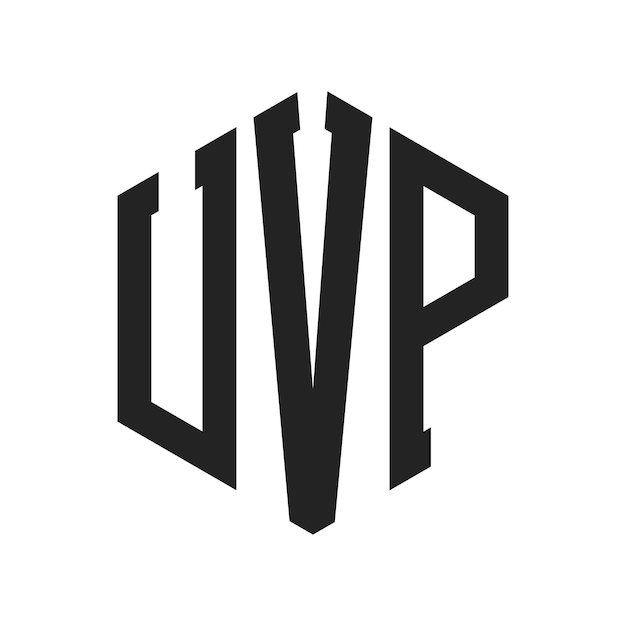 ロゴのデザインはUVP (UVP) のイニシャル・レター (Initial Letter) UVPのモノグラム (Monogram) ヘクサゴン (Hexagon) の形を用いたロゴです