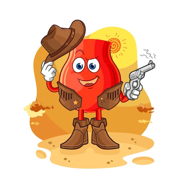 Uvula cowboy with gun character vector