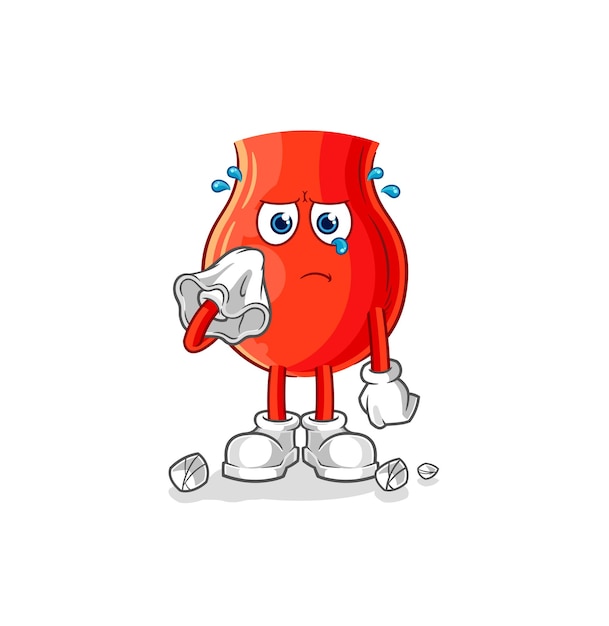 Uvula cry with a tissue cartoon mascot vector