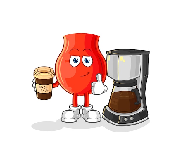 Uvula drinking coffee illustration character vector