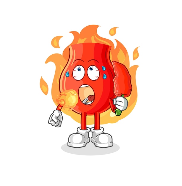 Uvula eat hot chilie mascot cartoon vector