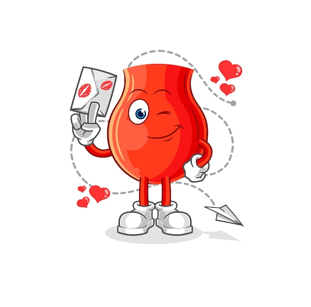Uvula hold love letter illustration character vector