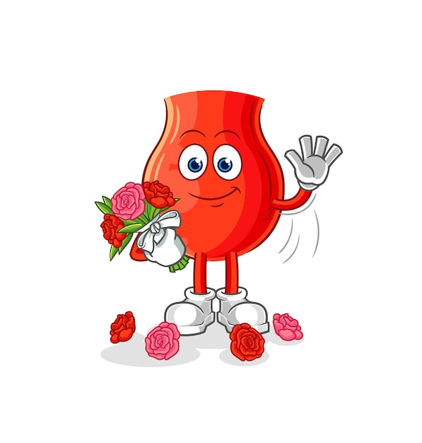 Uvula with bouquet mascot cartoon vector