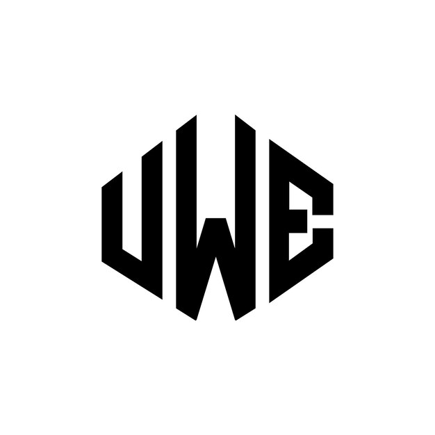 다각형 모양의 UWE 글자 로고 디자인 (UWE 다각형 및 큐브 모양 로고 디자인) UWE 육각형 터 로고 템플릿 (백색과 검은색 UWE 모노그램 비즈니스 및 부동산 로고)