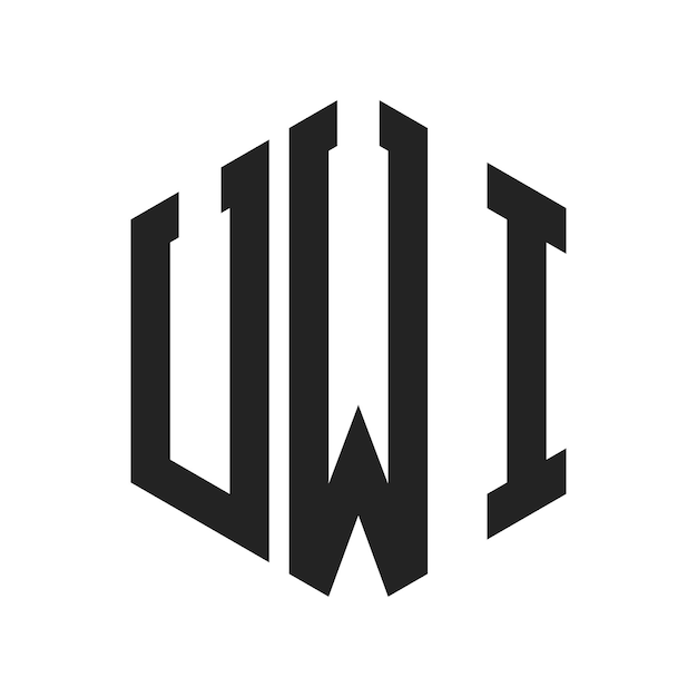 UWI ロゴデザイン イニシャルレター UWI モノグラム ロゴは六角形を使用しています