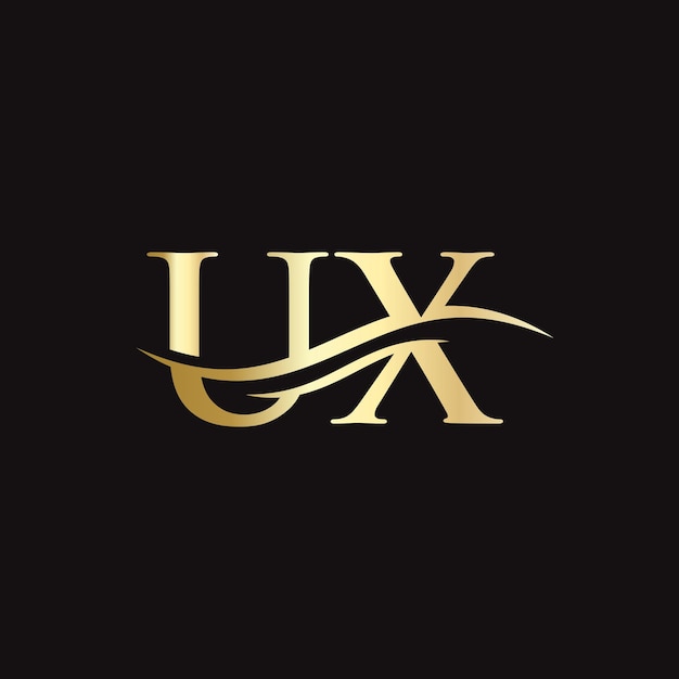UX 편지 로고 초기 UX 편지 비즈니스 로고 디자인 벡터 템플릿