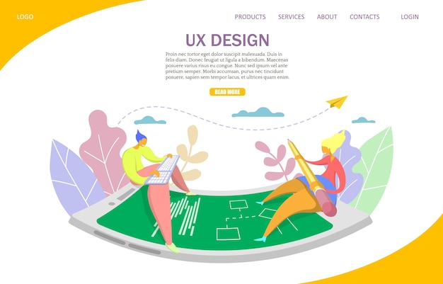 UX ontwerp vector website bestemmingspagina ontwerpsjabloon
