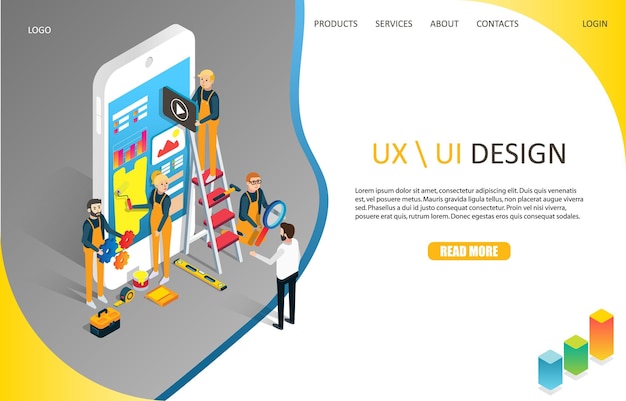 Vector ux or ui design landing page website vector template