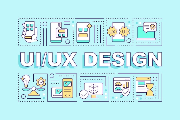 UX UI design word concepts turquoise banner