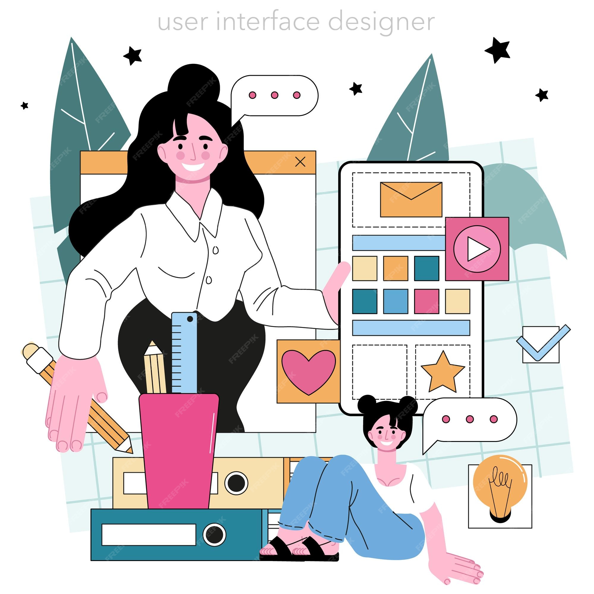 Premium Vector | Ux and ui designer app or website interface ...