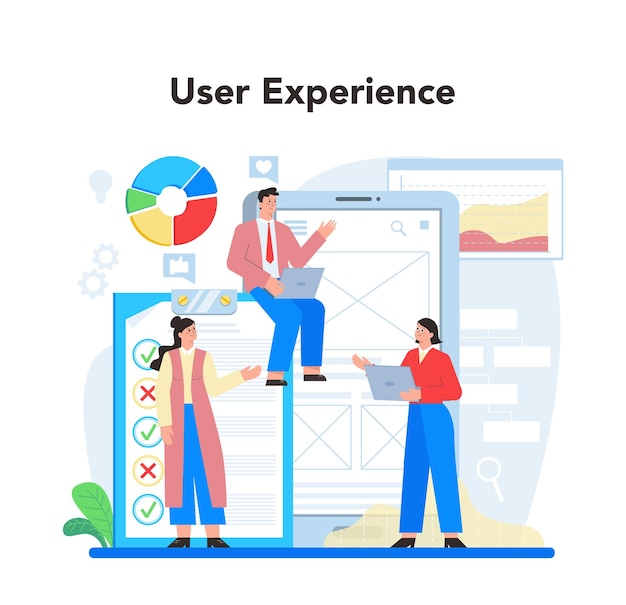 Vector ux ui designer concept app interface improvement user interface experience modern technology concept flat vector illustration