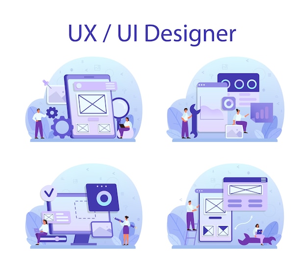 UXUIデザイナーコンセプトセットイラスト