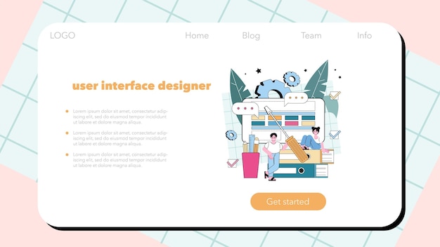 Vector ux and ui designer web banner or landing page app or website