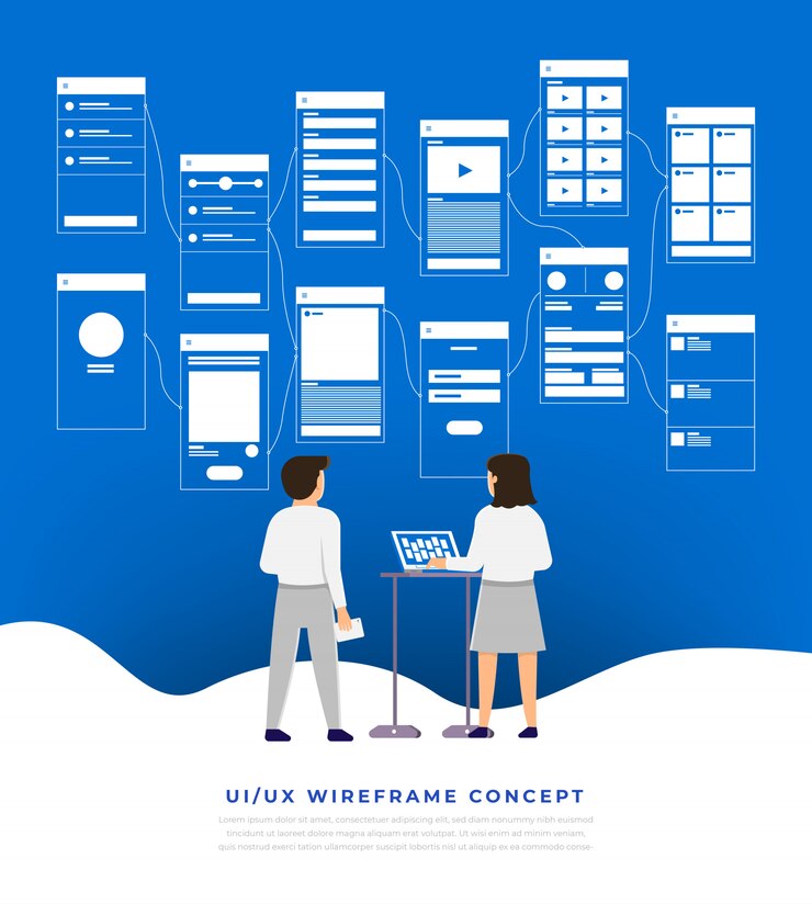 Vector ux ui flowchart. s  mobile application concept  .  illustration