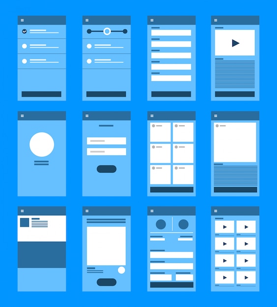 Vettore diagramma di flusso dell'interfaccia utente ux. s concetto di applicazione mobile. illustrazione