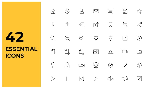 UX UI lijn icon set fundamentele essentiële ux ui kit