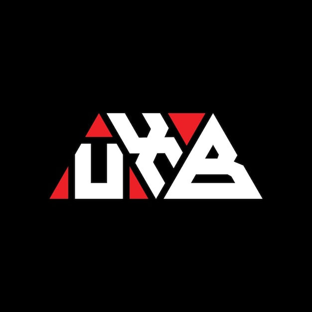 삼각형 모양의 UXB 삼각형 로고 디자인 모노그램 UXB 세각형 터 로고 템플릿과 빨간색 UXB 사각형로고 간단하고 우아하고 고급스러운 UXB 로고