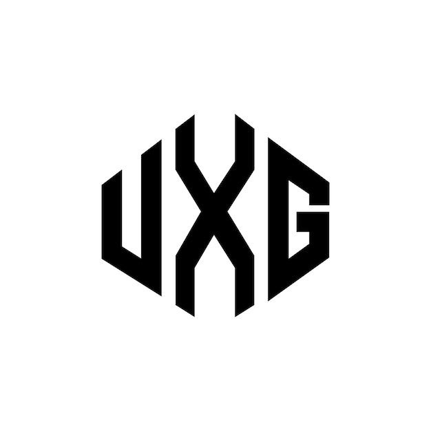 Вектор Дизайн логотипа букв uxg с формой многоугольника uxg дизайн логотипа полигона и куба uxg шестиугольник векторный логотип шаблон белый и черный цвета uxg монограмма бизнес и логотип недвижимости