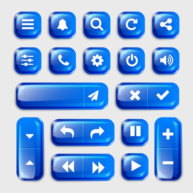 Набор 3d кнопок элементов UXUI