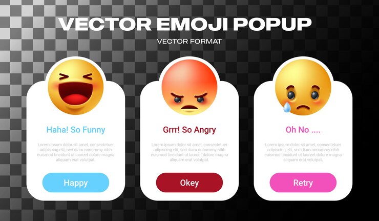 Vector uxui popup emoji set