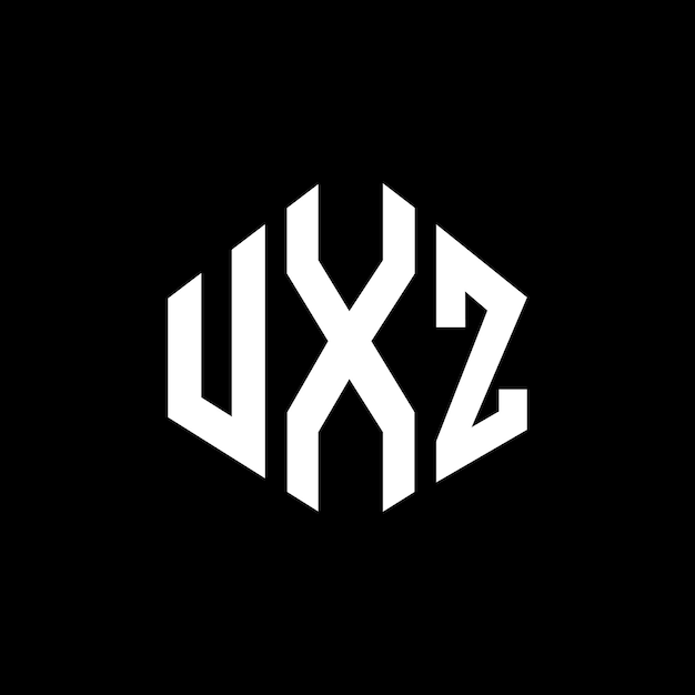 다각형 모양의 UXZ 글자 로고 디자인 UXZ 다각형 및 큐브 모양의 로고 설계 UXZ 육각형 터 로고 템플릿 색과 검은색 UXZ 모노그램 비즈니스 및 부동산 로고