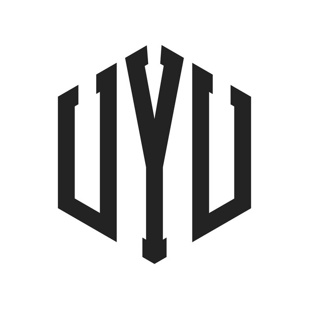 UYU 로고 디자인 초기 글자 UYU 모노그램 로고는 육각형 모양을 사용합니다.