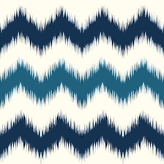 uzbek zigzag ikat pattern blue and cream colors traditional fabric in uzbekistan textile vector