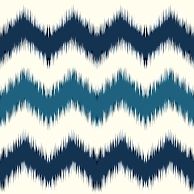 Uzbek zigzag ikat pattern colori blu e crema tessuto tradizionale nel vettore tessile dell'uzbekistan