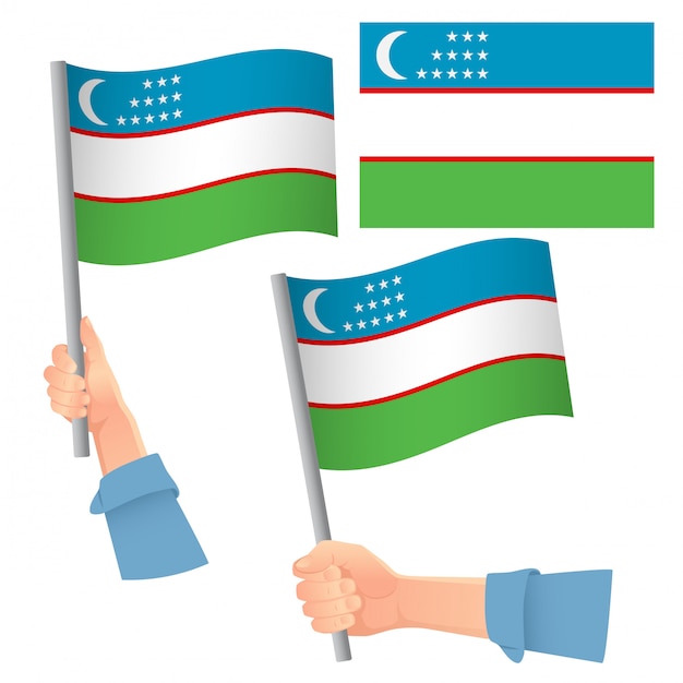 Vector uzbekistan flag in hand set