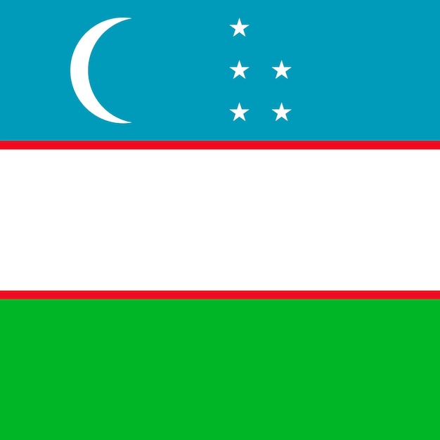 Uzbekistan flag official colors Vector illustration