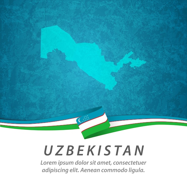 Vector uzbekistan flag with central map