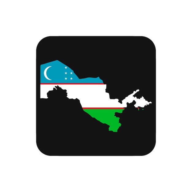 Uzbekistan map silhouette with flag on black background