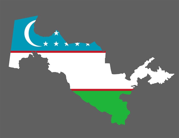 Vector uzbekistan map with flag asian cartography