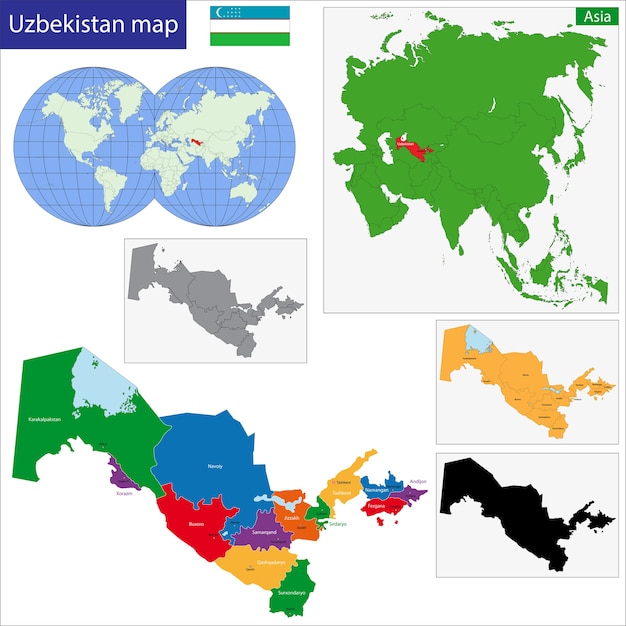 Mappa dell'uzbekistan