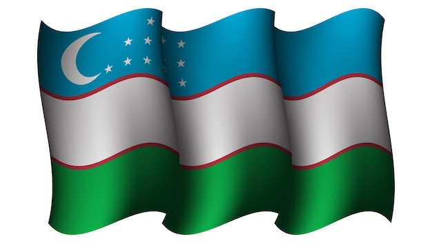 ベクトル ウズベキスタン手を振る旗デザインベクトルイラスト