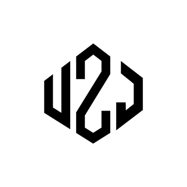 다각형 모양의 UZJ 글자 로고 디자인 UZJ 다각형 및 큐브 모양 로고 디자인UZJ 육각형 터 로고 템플릿 색과 검은색 UZJ 모노그램 비즈니스 및 부동산 로고