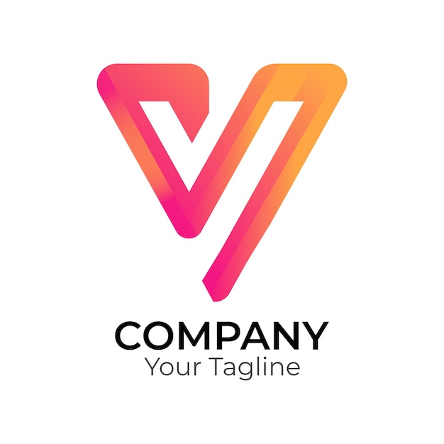 v abstract modern minimalist typography 3d colorful letter logo design template