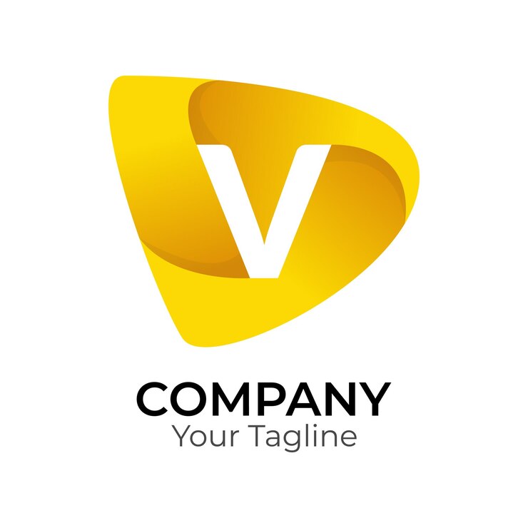 V abstract modern minimalist typography 3d colorful letter logo design template